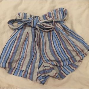 SKY AND SPARROW Tie Waist Linen Womens Shorts